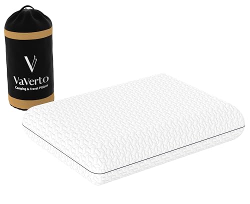 Vaverto Small Memory Foam Bed Pillow for Camping - Compressible Medium Firm, Breathable Cover, Machine Washable, Ideal Backpacking - size: Camping(pack of 1)