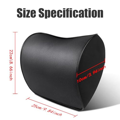 2 Pack Car Leather Neck Pillow, Neck Rest Cushion， Memory Foam and Breathable Removable Cover, Stress-reducing, Anti-Fatigue (Black 2 Pack)