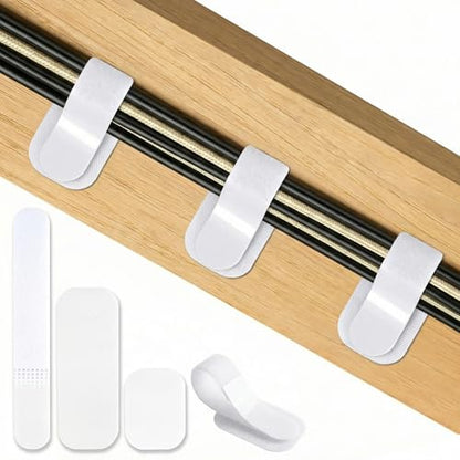 Cable Management Under Desk,Detachable Cable Management,Adjustable Hook and Loop Cable Ties,Reusable Cable Management Under Desk,Cable Clips Under Desk,20Pack(White) - color: White