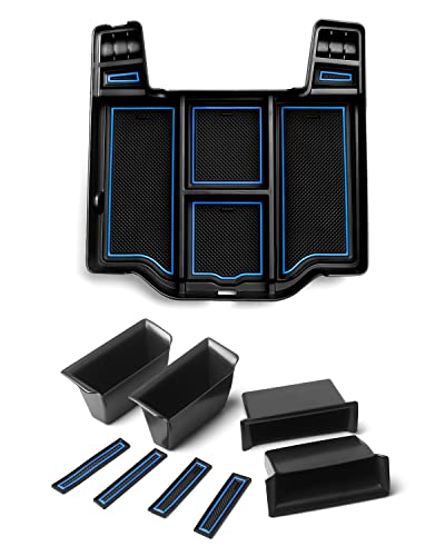 Karltys Center Console Organizer Tray Door Side Handle Storage Box for 2019-2025 2026 Dodge Ram 1500, Armrest Console Organizer and Front Rear Door Side Insert Storage Pocket Box Set of 5 (Blue)