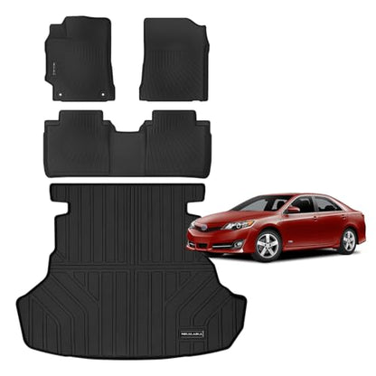 Floor Mat & Cargo Liners for 2012-2017 Toyota Camry (Not Fit Hybrid) All Weather Protection TPE Rubber Full Set Floor Liners & Trunk Mat 2017 Camry Accessories - size: Floor Mats & Trunk Mat for 2012-2017 Camry