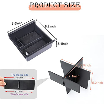 JDMCAR Center Console Organizer Set Compatible with 2010-2024 Toyota 4Runner Accessories Insert ABS Black Compartment Divider Armrest Tray (2-Pack) - color: Black-tray and divider