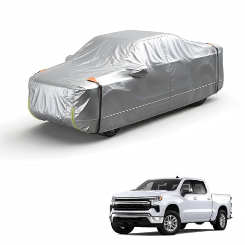 Wigoo Chevrolet Silverado 1500 Truck Car Cover Accessories 2019-2026, Custom Fit Waterproof All Weather Outdoor Full Pickup Cover, Windproof UV Rain Snow Dust Protection, Door Zipper, Breathable Desig - size: for Chevrolet Silverado 1500 (2019-2026)