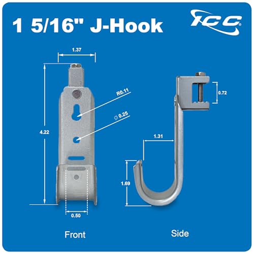 ICC Beam Clamp J Hook 1-5/16” Without Retainer Clip - Galvanized Steel Cable Management Hooks for Hanging Cable to Beams - Rust-Resistant, EIA and TIA Compliant - 1-5/16 Inch 25 Pack - size: 1 5/16 in, style: Beam Clamp