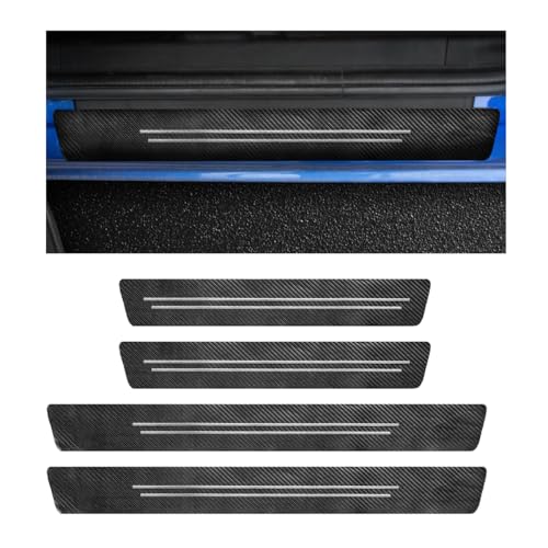 4 PCS Car Door Sill Protector, Waterproof Carbon Fiber Style Car Door Entry Guard Sill Protector, Anti-Scratch Door Threshold Strips Stickers for Most Vehicles, Car Accessories (White-4pcs) - color: White