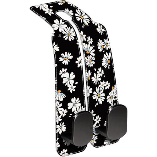 1 Pack Car Seat Headrest Hooks for Purses and Bags Watercolor Daisy Floral Bag Purse Holder for Car with Double Metal Hooks Car Purse Hanger Hanging Accessories - color: Watercolor Daisy Floral