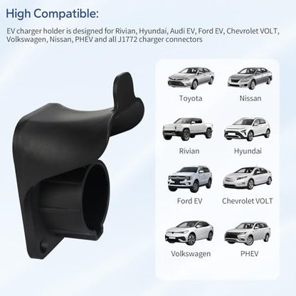 EV Charger Holder Wall Mount, EV Charging Cable Holder for SAE J1772 Charger - Electric Car Charging Cable Hook, Electric Vehicle Wall-Mount Charger Nozzle Holster Dock ev Charger Accessories