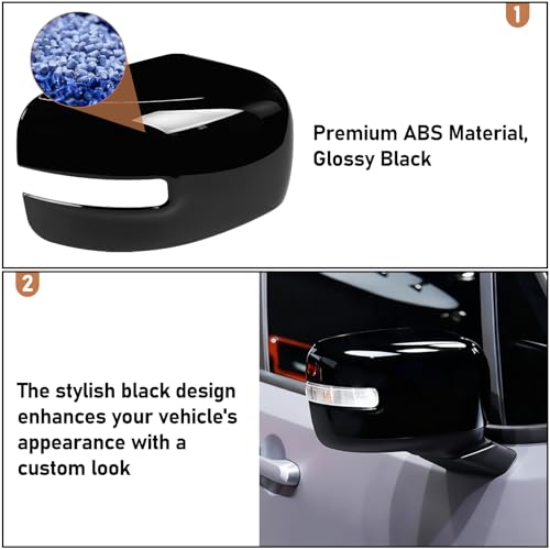 Moonlinks Compatible with Jeep Renegade Right Passenger Side Mirror Cover Replacement 2015 2016 2017 2018 2019,Glossy Black Right Side Clip-on Mirror Cap With Turn Signal Light Replaces for CH1327103 - color: Right Black