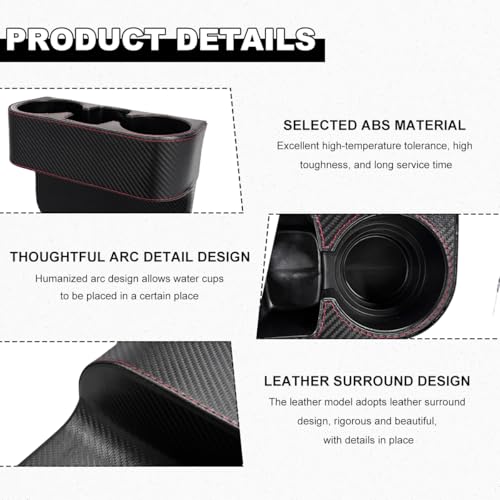 Car Seat Gap Filler Organizer, Multifunctional Auto Console Side Storage Box with Cup Holder, Universal PU Leather Cup Holder Front Seat Crevice Filler for Car Truck SUV (Carbon Fiber Black) - color: Carbon Fiber Black