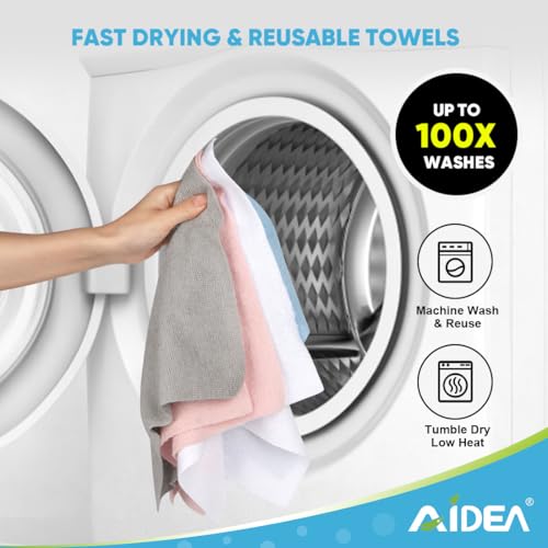 AIDEA Microfiber Cleaning Cloth Roll, Grey 75PK, Reusable Paper Towels Tear Away Cloth, Microfiber Towels for Cars, Wash Cloths, Lint Free Rags for House, Kitchen,Window,Cleaning Supplies 11.5"×11.5" - color: Grey