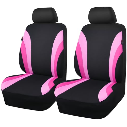 CAR PASS Line Rider Sporty Front Seat Covers,Pink Car Seat Covers Two Front Seats Only for Cute Women Girl, Airbag Compatible,Universal Fit Sedans,Cars,Vans,SUV,Truck(Black and Pink) - color: Black and Pink, size: Two Front Seat