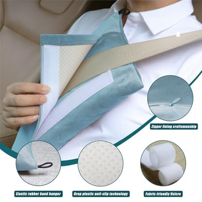 Super Soft Seatbelt Pillow, Seat Belt Pillow for Mastectomy Post-Surgery, Seat Belt Cushion for Heart Surgery Recovery, Hysterectomy Abdominal Incision Recovery Seatbelt (Light Blue, Large) - color: Light Blue