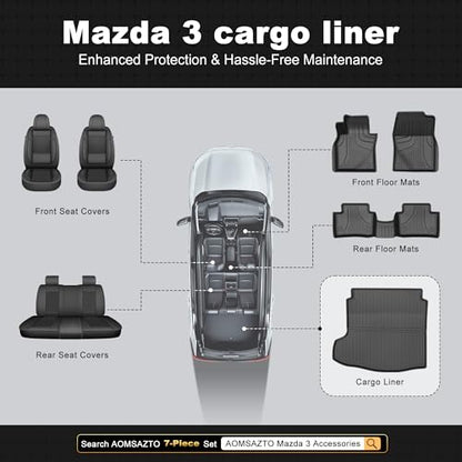 AOMSAZTO Premium Cargo Liner for Mazda 3 Sedan 2019-2025 2026 Custom Fit Car Trunk Mat All-Weather Black Cargo Mat - style: 19) for Mazda 3 2019-2024 Cargo Liner