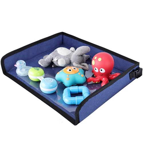 Kids Travel Tray Table Cover with Pockets, Airplane Tray Cover Kids, Toddler Airplane Travel Essentials for Plane or Train, Toddler Travel Essential Must-Haves and Flying Supplies (Blue) - color: Blue
