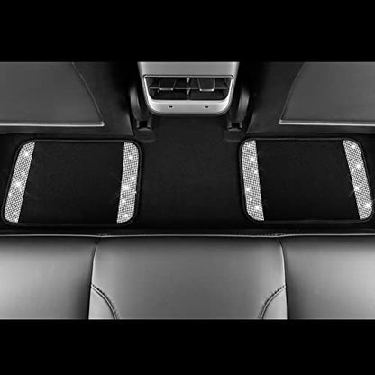 CAR PASS Bling Diamond Car Floor Mats, Shining Rhinestone Carpet Sparkly Glitter Crystal with Anti-Slip PVC Heel Pad Waterproof Universal Fit Automotive SUV,Sedan,Van,Cute Girl Women,4pcs Black Sliver - color: Silver Diamond