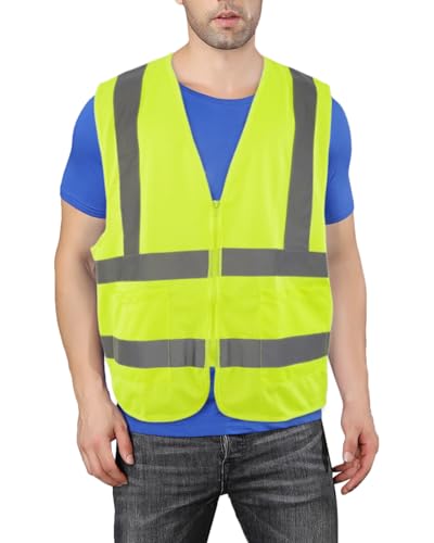 High Visibility Reflective Safety Vest for Men and Women,Construction Work Vest with Pocket,Fluorescent Yellow - size: 3X-Large