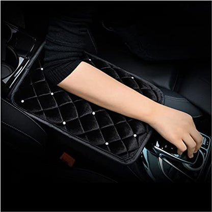 Bling Bling Car Armrest Cover Auto Center Console Protective Cover Luster Crystal Rhinestone Car Arm Rest Cushion Pad Car Interior Accessory (Black 2) - color: Black 2