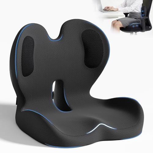 Seat Cushion,Memory Foam Chair Cushion for Office and Car,Ergonomic Coccyx Seat Cushion for Tailbone,Sciatic Nerve,Back Pressure Relief,Lumbar Support Pilow for Office,Car,Truck,Desk Chair - color: Black Honeycomb