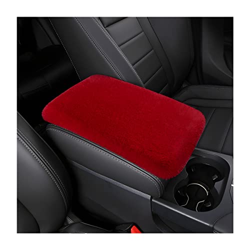 Fluffy Car Armrest Cover, Universal Car Center Console Pad, Car Armrest Seat Box Cover Decor Accessories For Women Men, Armrest Seat Box Cover Protector For Most Vehicle, SUV, Truck, Car (Wine Red) - color: Wine Red