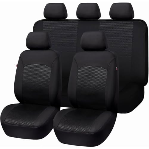 Flying Banner Car Seat Covers Front Seats Rear Bench Polyester car seat Protectors Easy installations Rear Bench Split Classic Man Lady Truck - color: Full set neoprene Solid Black