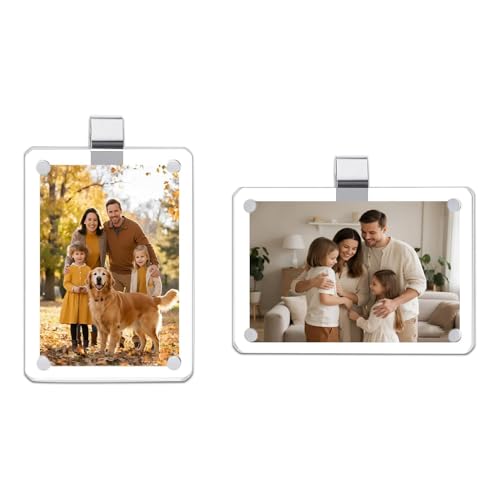 2 Pack Magnetic Car Visor Photo Holder – Personalized Acrylic Clip for Family, Pets, Travel Pictures – Easy Snap-On Car Accessory for Sun Visor (2 Pack, 2.4''x3.5'') - style: 2 Pack