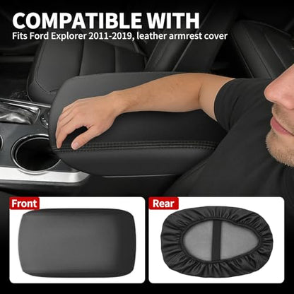 Center Console Armrest Cover Compatible with Ford Explorer 2011-2019 Accessories, Premium Leather Arm Rest Cover Pad, Car Middle Console Cover (Black) - size: 2011-2019 Ford Explorer