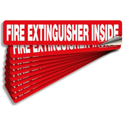 iSYFIX Fire Extinguisher Inside Sticker Sign – 10 Pack 12x2.5 Inch – Self-Adhesive Reflective Vinyl Decals, Laminated UV, Weather, Scratch, Fade Resistance, for Cars, Trucks, Trailers & Vehicles - color: Red Reflective, size: 12x2.5 (10 Pack)
