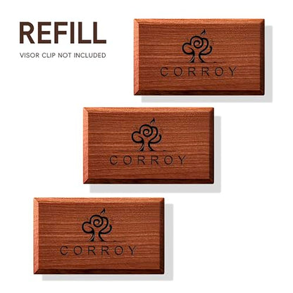 Car Air Freshener Natural Essential Oil Scent, Odor Eliminator and Purifier, Sun Visor Clip Air Freshener for Car(Refill - 3 Pack - Amber-Coconut-Pine)