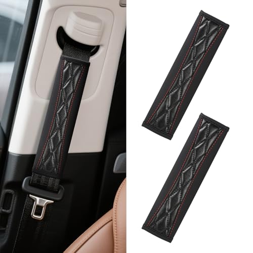 wuyaoyao 2PCS Car Seat Belt Cover Pad, Soft Leather Seatbelt Covers for Car, Seatbelt Protector for Shoulder & Neck, Universal Seat Belt Shoulder Strap Covers for Kids and Adults (Black) - color: Black
