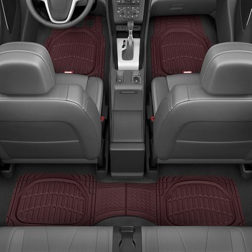 BDK Red All Weather Heavy Duty Car Floor Mats Interior Liners for Auto Van Truck SUV, Heavy Duty All Weather Protection, Fits Front & Rear - color: 4pc Deep Dish