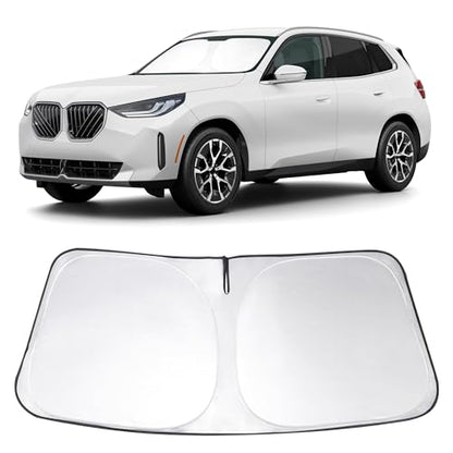 Windshield Sun Shade Custom Fit 2025 2026 BMW X3 Accessories Foldable Sunshade Front Window Shades Covers Protect Car from Sun Rays & Heat Damage Keep Car Cooler - size: For BMW X3 2025-2026