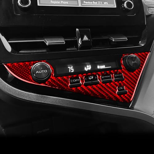 Super Glossy Red Durable Real Carbon Fiber Compatible with Toyota Camry 2018-2023 Accessories Car Center Console Climate Control Panel Cover Interior Trim Sticker Decal 1PC -B - color: Climate Control Panel -B