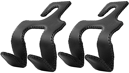 Car Headrest Hooks for Purses and Bags, Upgraded 2 in 1 Cars Back Seat Head Rest Hanger Vehicle Leather Organizer Storage Holder Hook Matching Cars Interior, 2-Pack, Black - color: Black, size: 2 Pack