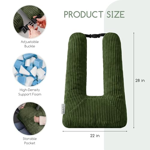 HIGOGOGO Washable Travel Pillow, Car Pillow for Kids & Adults, Travel Pillows with Removable Soft Cover and High-Support Foam, Fix Neck and Body Sitting/Sleeping on The Trip, Dark Green - color: U-dark Green