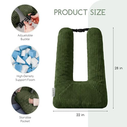 HIGOGOGO Washable Travel Pillow, Car Pillow for Kids & Adults, Travel Pillows with Removable Soft Cover and High-Support Foam, Fix Neck and Body Sitting/Sleeping on The Trip, Dark Green - color: U-dark Green