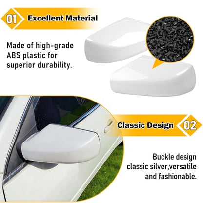 Moonlinks 1Pair Compatible with 2007 2008 2009 2010 2011 2012 Nissan Altima 2.5L Mirror Cover Replacement, Pearly White Left Driver Side & Right Passenger Side Door Rearview Side Clip-on Mirror Cap - color: Pair White