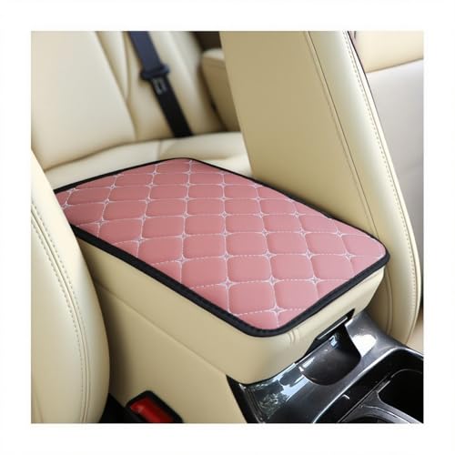 Car Center Console Cushion Pad, PU Leather Vehicle Armrest Cover Protector, Anti-Scratch Automotive Interior Arm Rest Seat Box Mat Accessories, Universal for SUV Sedan Truck (Pink) - color: Pink