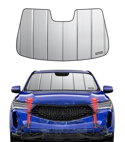 Pigenius Windshield Sun Shade for Acura RDX 2019-2026, Premium Grey Leather Finish - color: SafeGuard, size: 2019-2024 RDX
