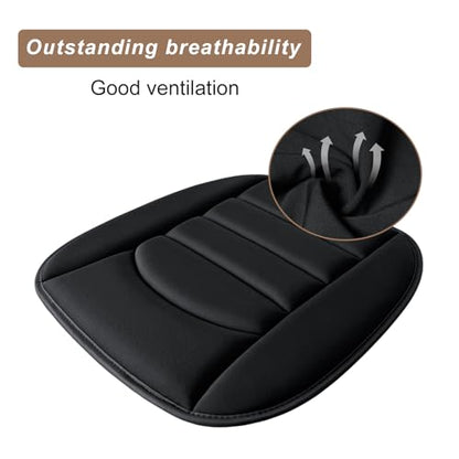 BOPUOVRE Memory Foam Car Seat Cushion with Breathable Fabric & Non-Slip Gel, Universal Fit for Car Truck Office Home 19.6x18x1.2 Black with Backrest - size: Base + Backrest