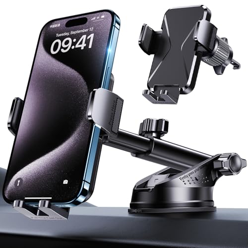 GUWEZ Universal Car Vent Phone Mount: 360° Swivel Holder for Smartphones, Secure Hands-Free Cradle for Easy Navigation & Calls - style: Windshield/Dashboard/Vent-B