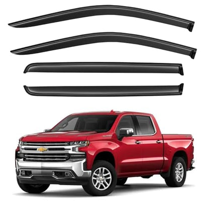 Window Visors Rain Guards for 2019-2026 Chevy Silverado/GMC Sierra 1500 Crew Cab, Out-Channel Window Vent Wind Deflectors Visors Shades for 20-26 Silverado/Sierra 2500HD 3500HD Crew Cab - size: 2019-2024 Silverado/Sierra 1500 Crew Cab