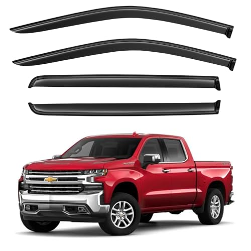 Window Visors Rain Guards for 2019-2026 Chevy Silverado/GMC Sierra 1500 Crew Cab, Out-Channel Window Vent Wind Deflectors Visors Shades for 20-26 Silverado/Sierra 2500HD 3500HD Crew Cab - size: 2019-2024 Silverado/Sierra 1500 Crew Cab