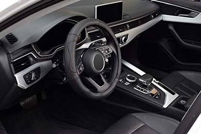 KAFEEK Steering Wheel Cover, Universal 15 inch, Microfiber Leather, Anti-Slip,Odorless, Black Lines - color: black4