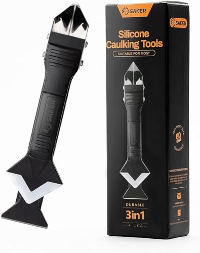 Saker Silicone Caulking Tool 3-in-1 Grout Removal Tool and Sealant Finishing Scraper with Stainless Steelhead, Caulk Remover and Seam Repair Kit for Bathroom, Kitchen, Floor, Window and Sink Joints - style: Classic Black