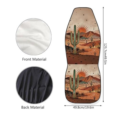 Desert Cactus Car Front Seat Covers Arizona State Car Seat Covers Full Set of 2 Stretch Polyester Fabric Cover Automotive Interior Seats Covers for Most Cars SUV Sedans - color: Desert Cactus