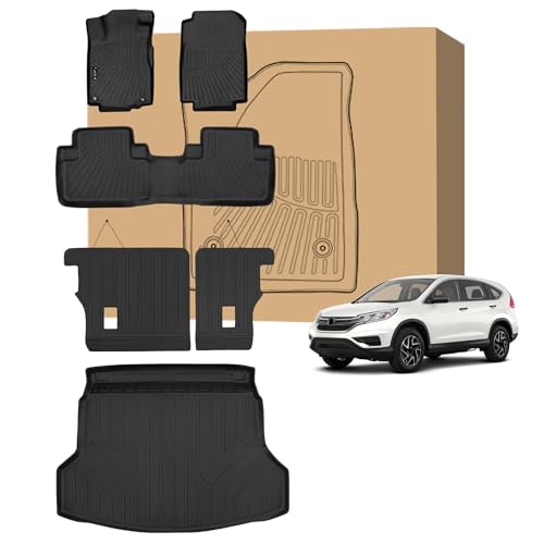 Peleus Floor Mats for Honda CRV CR-V 2012-2016,TPE All Weather Protection 2 Rows Car Floor Liners with Cargo Liner for Honda CRV CR-V Accessories Trunk Mat+Floor Mats - style: For Honda CRV 2012-2016