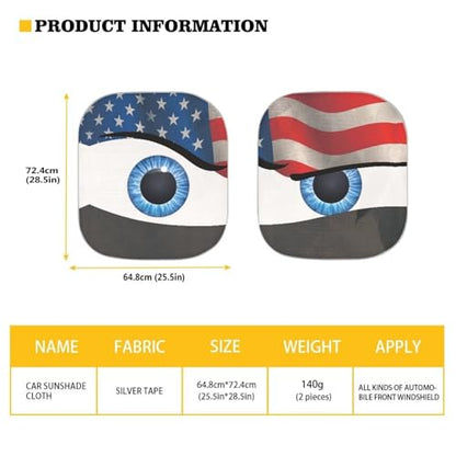 American Flag Eyes Automotive Windshield Sunshade Universal Car Front Windows Sunshade Block UV Rays Foldable Sunshade - color: American Flag Eyes