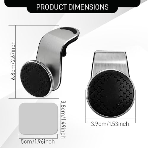 Strong Magnetic Car Phone Holder, Car Phone Mount Holder, 360° Rotatable L-Shape Air Vent/Dashboard Mount, Adjustable Air Vent Navigation Magnetic Smartphone Bracket for Auto SUV (Silver) - color: Silver
