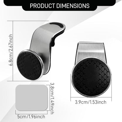 Strong Magnetic Car Phone Holder, Car Phone Mount Holder, 360° Rotatable L-Shape Air Vent/Dashboard Mount, Adjustable Air Vent Navigation Magnetic Smartphone Bracket for Auto SUV (Silver) - color: Silver