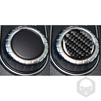 Generic Auto Center Console Multimedia Adjustment Knob Trim Cap Panel Sticker Real Carbon Fiber Interior Trim Accessories Compatible with Benz CLA C117 2014-2018 GLA X156 2015-2019 Black, BM8112 - color: Center Console Multimedia Adjustment Knob Trim Cap